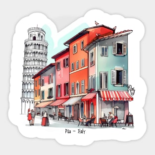 Pisa Italy | Leaning Tower of Pisa | Italian Sidewalk Café Sticker